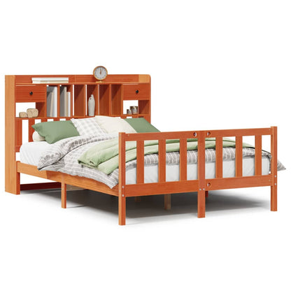 Bookcase Bed without Mattress Wax Brown 160x200 cm Solid Wood Pine