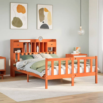 Bookcase Bed without Mattress Wax Brown 160x200 cm Solid Wood Pine