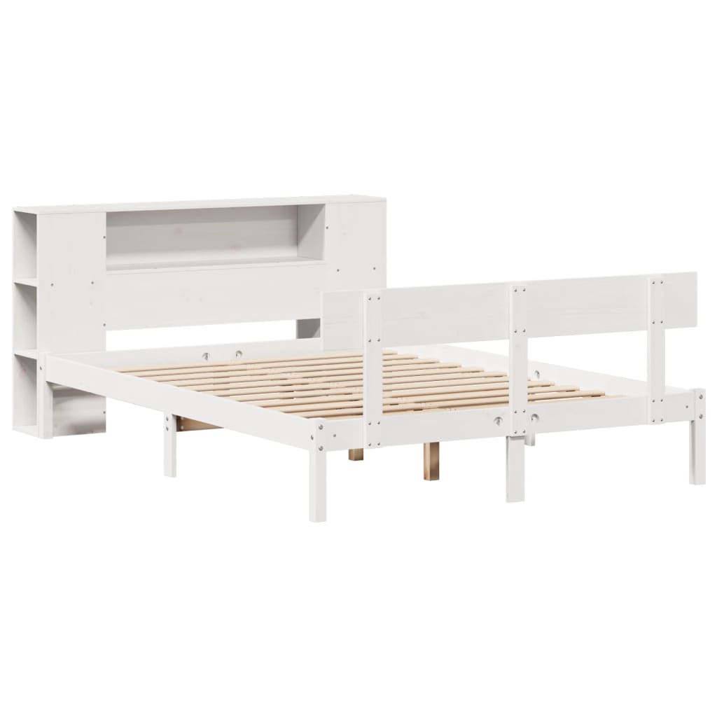 Bookcase Bed without Mattress White 135x190 cm Solid Wood Pine