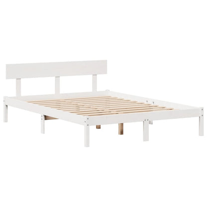 Bookcase Bed without Mattress White 135x190 cm Solid Wood Pine