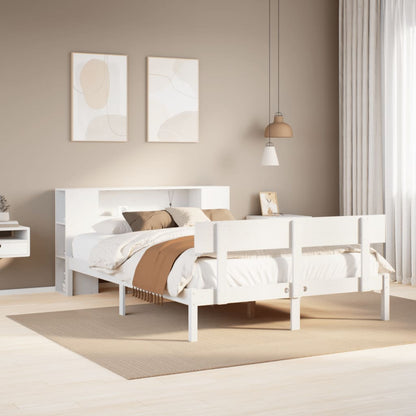 Bookcase Bed without Mattress White 135x190 cm Solid Wood Pine