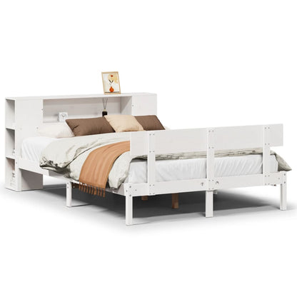 Bookcase Bed without Mattress White 160x200 cm Solid Wood Pine