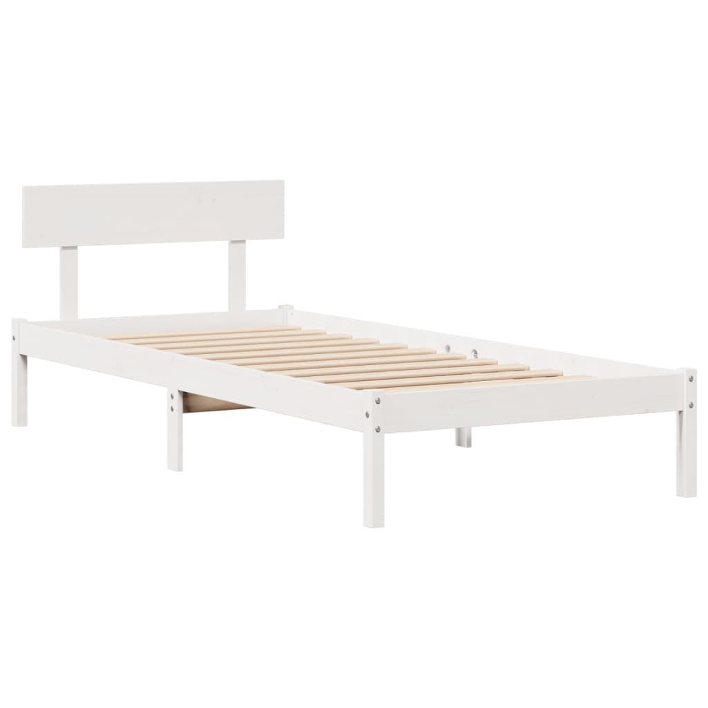 Bookcase Bed without Mattress White 75x190 cm Small Single Solid Wood Pine