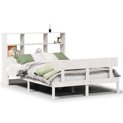 Bookcase Bed without Mattress White 140x190 cm Solid Wood Pine