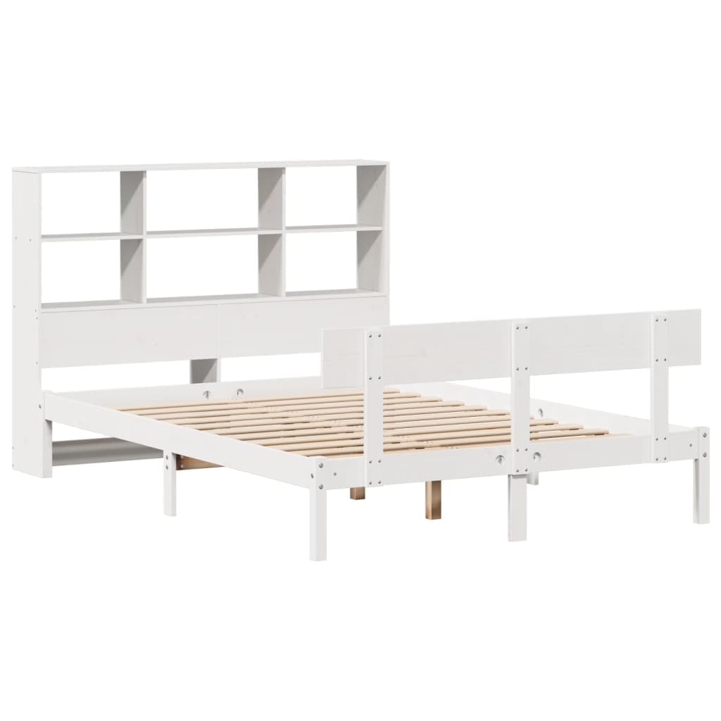 Bookcase Bed without Mattress White 140x190 cm Solid Wood Pine