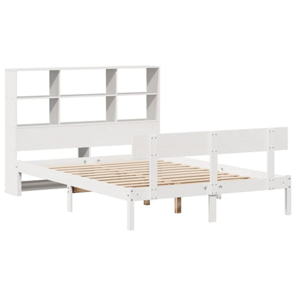 Bookcase Bed without Mattress White 140x190 cm Solid Wood Pine