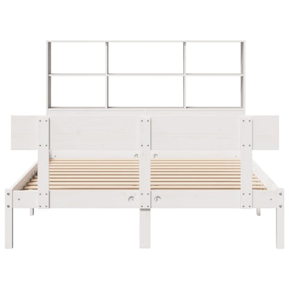 Bookcase Bed without Mattress White 140x190 cm Solid Wood Pine