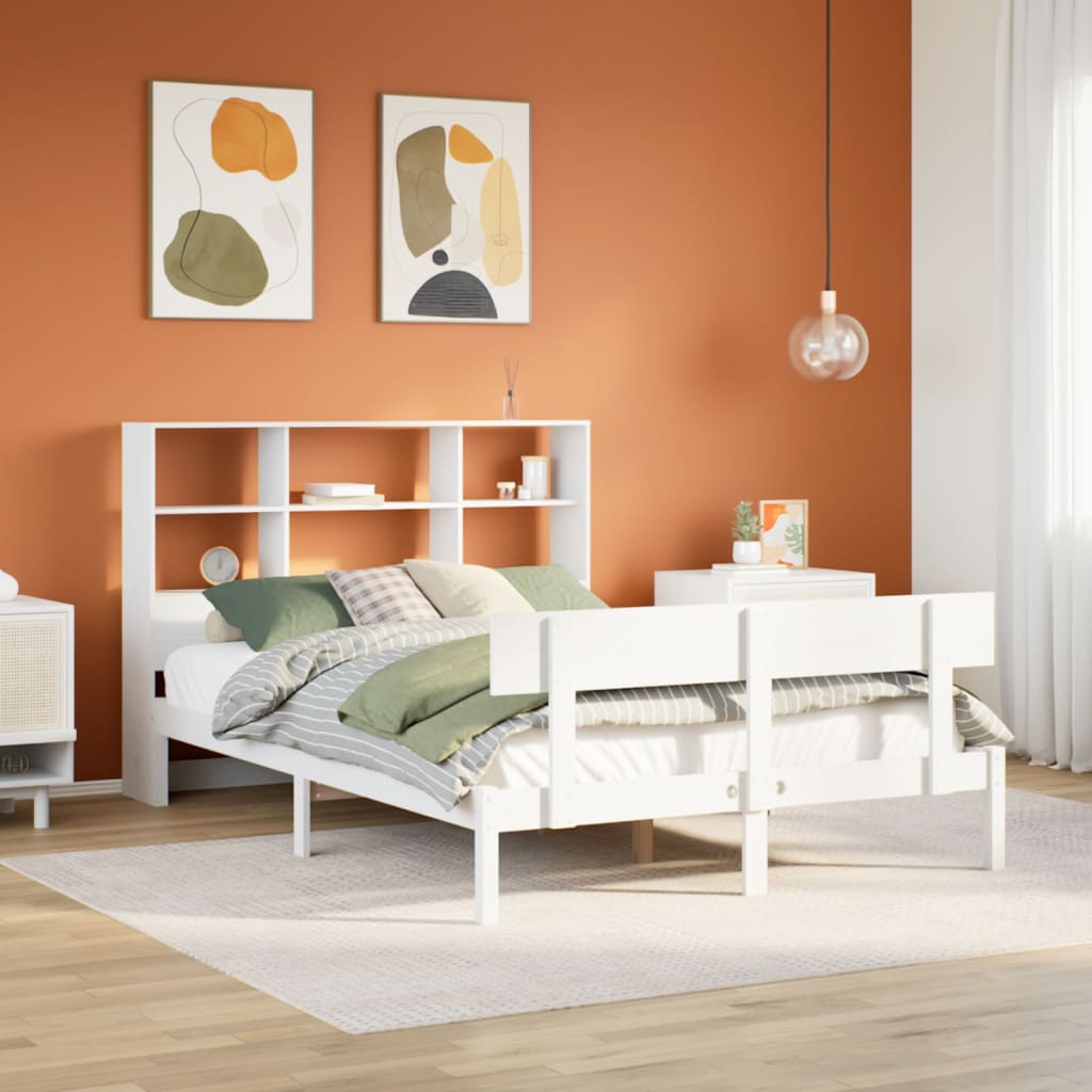 Bookcase Bed without Mattress White 160x200 cm Solid Wood Pine