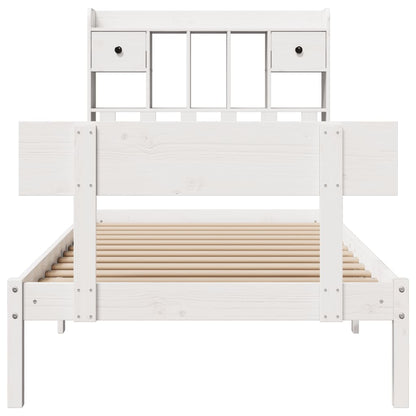 Bookcase Bed without Mattress White 90x190 cm Single Solid Wood Pine