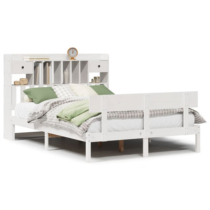 Bookcase Bed without Mattress White 140x190 cm Solid Wood Pine