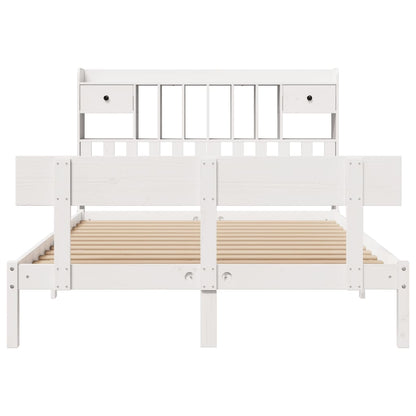 Bookcase Bed without Mattress White 140x190 cm Solid Wood Pine