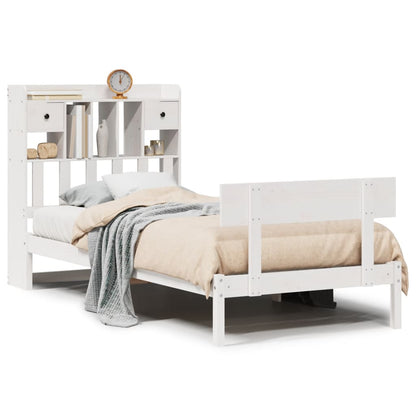 Bookcase Bed without Mattress White 90x200 cm Solid Wood Pine