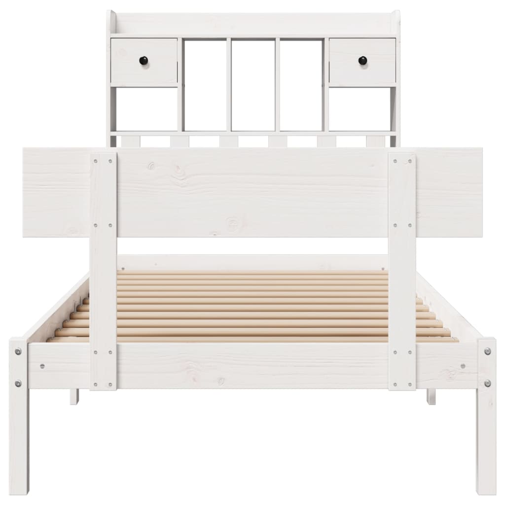 Bookcase Bed without Mattress White 90x200 cm Solid Wood Pine