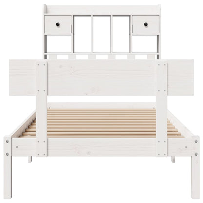 Bookcase Bed without Mattress White 90x200 cm Solid Wood Pine