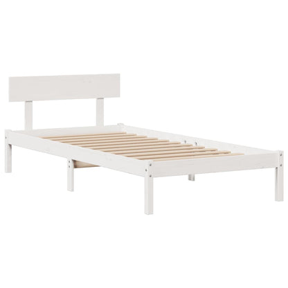 Bookcase Bed without Mattress White 90x200 cm Solid Wood Pine