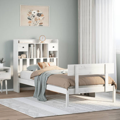 Bookcase Bed without Mattress White 90x200 cm Solid Wood Pine