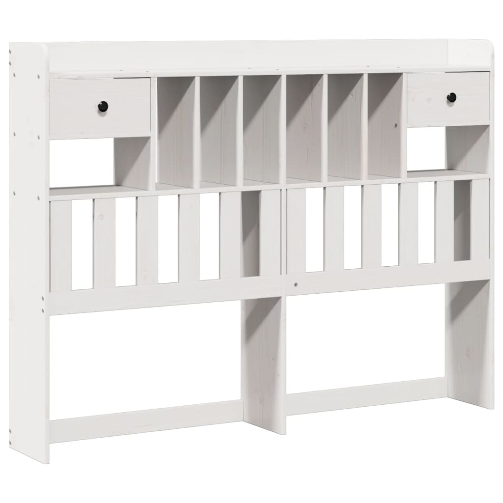 Bookcase Bed without Mattress White 150x200 cm King Solid Wood Pine