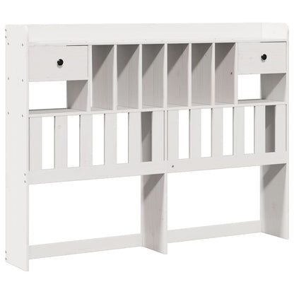 Bookcase Bed without Mattress White 150x200 cm King Solid Wood Pine