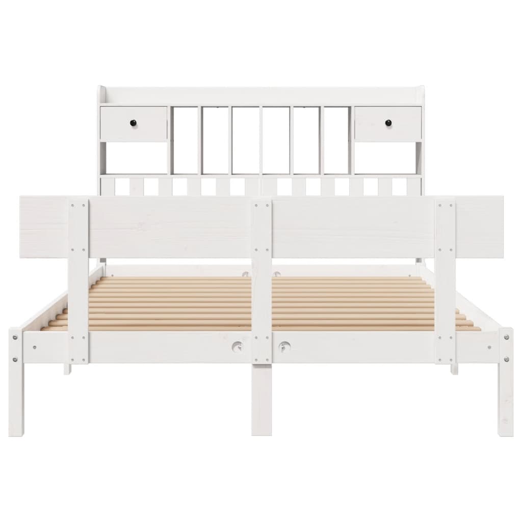 Bookcase Bed without Mattress White 160x200 cm Solid Wood Pine
