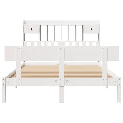 Bookcase Bed without Mattress White 160x200 cm Solid Wood Pine