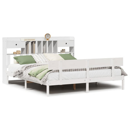 Bookcase Bed without Mattress White 180x200 cm Super King Solid Wood Pine