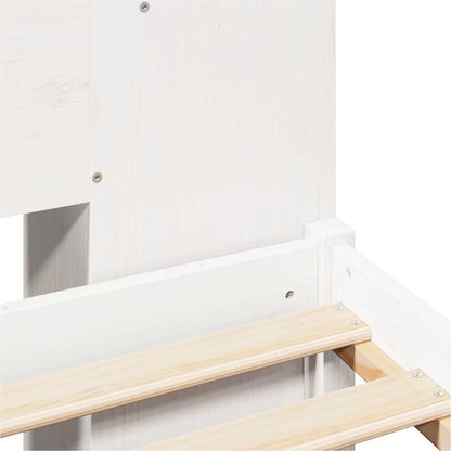 Bookcase Bed without Mattress White 150x200 cm King Size Solid Wood Pine