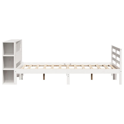 Bookcase Bed without Mattress White 160x200 cm Solid Wood Pine