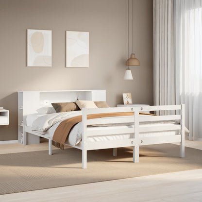 Bookcase Bed without Mattress White 160x200 cm Solid Wood Pine