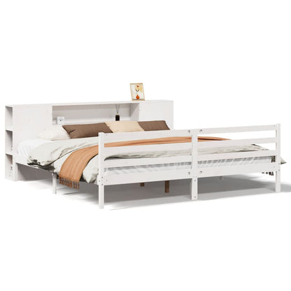 Bookcase Bed without Mattress White 200x200 cm Solid Wood Pine