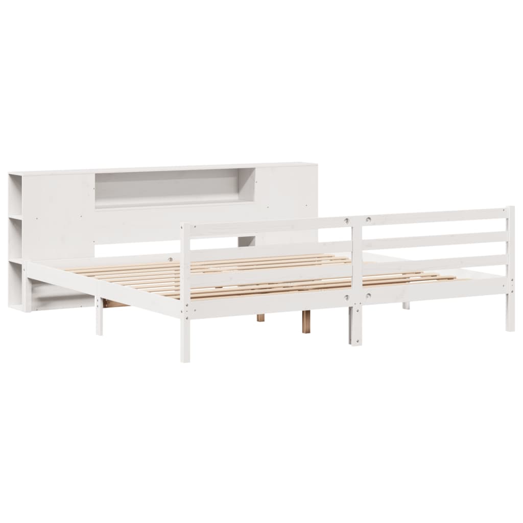 Bookcase Bed without Mattress White 200x200 cm Solid Wood Pine