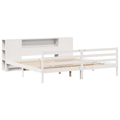 Bookcase Bed without Mattress White 200x200 cm Solid Wood Pine