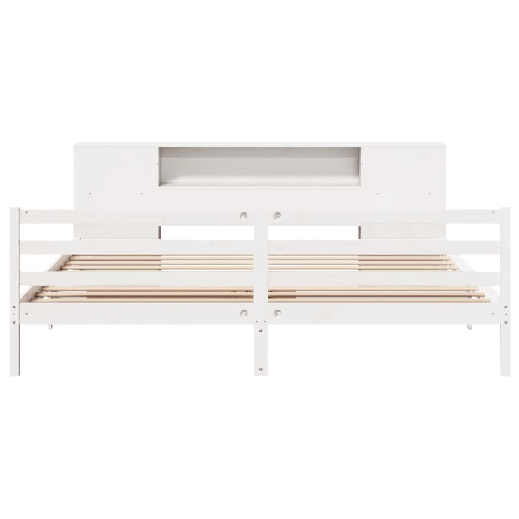 Bookcase Bed without Mattress White 200x200 cm Solid Wood Pine