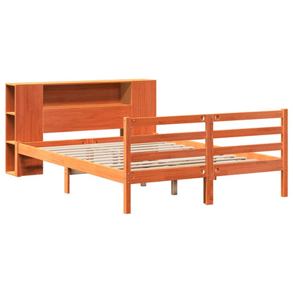 Bookcase Bed without Mattress Wax Brown 140x190 cm Solid Wood Pine