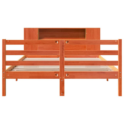 Bookcase Bed without Mattress Wax Brown 140x190 cm Solid Wood Pine