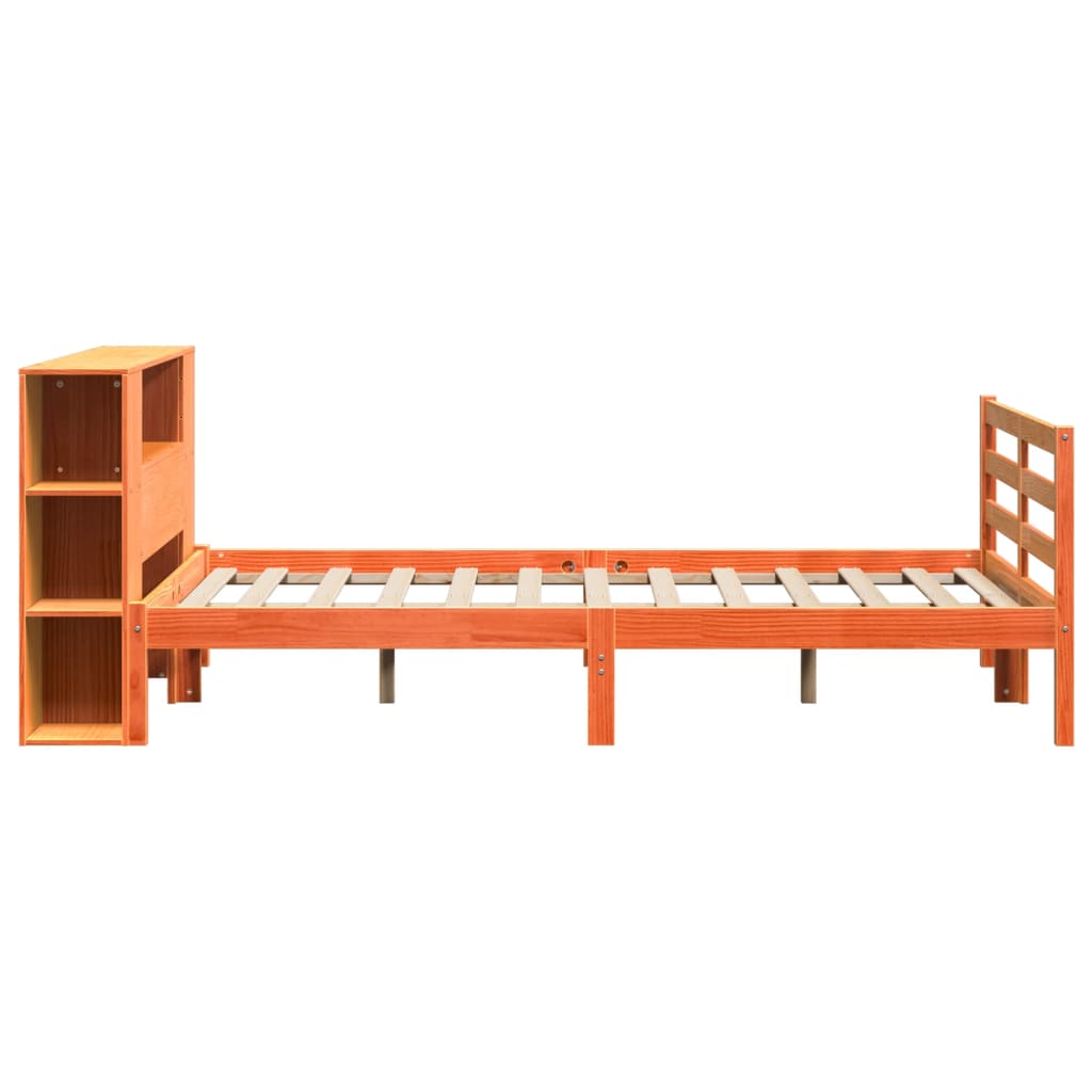 Bookcase Bed without Mattress Wax Brown 140x200 cm Solid Wood Pine