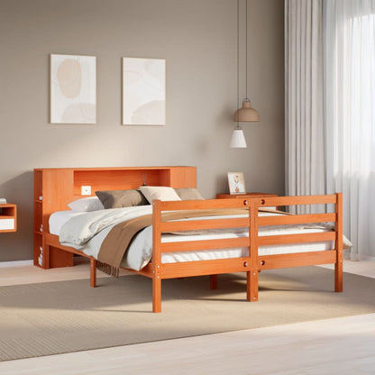 Bookcase Bed without Mattress Wax Brown 140x200 cm Solid Wood Pine