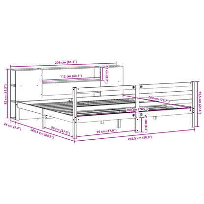 Bookcase Bed without Mattress Wax Brown 200x200 cm Solid Wood Pine