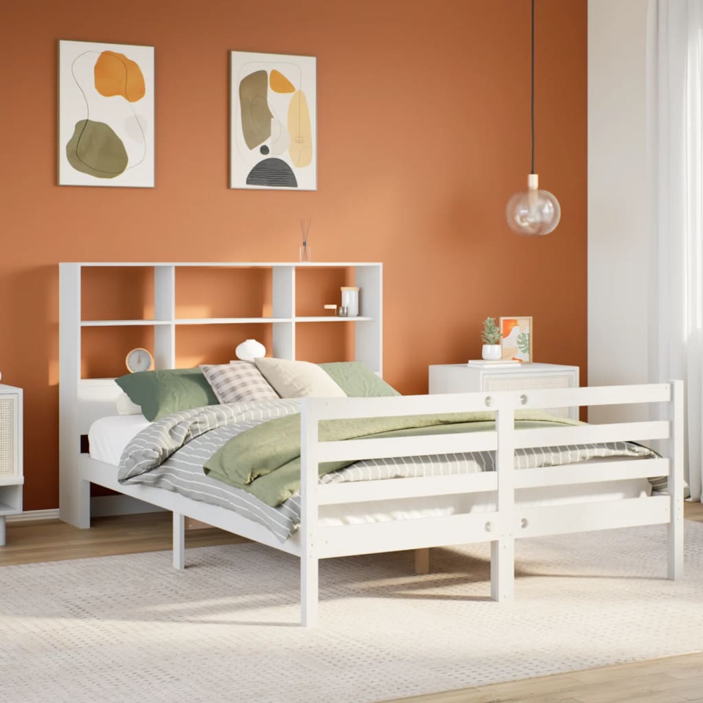 Bookcase Bed without Mattress White 160x200 cm Solid Wood Pine
