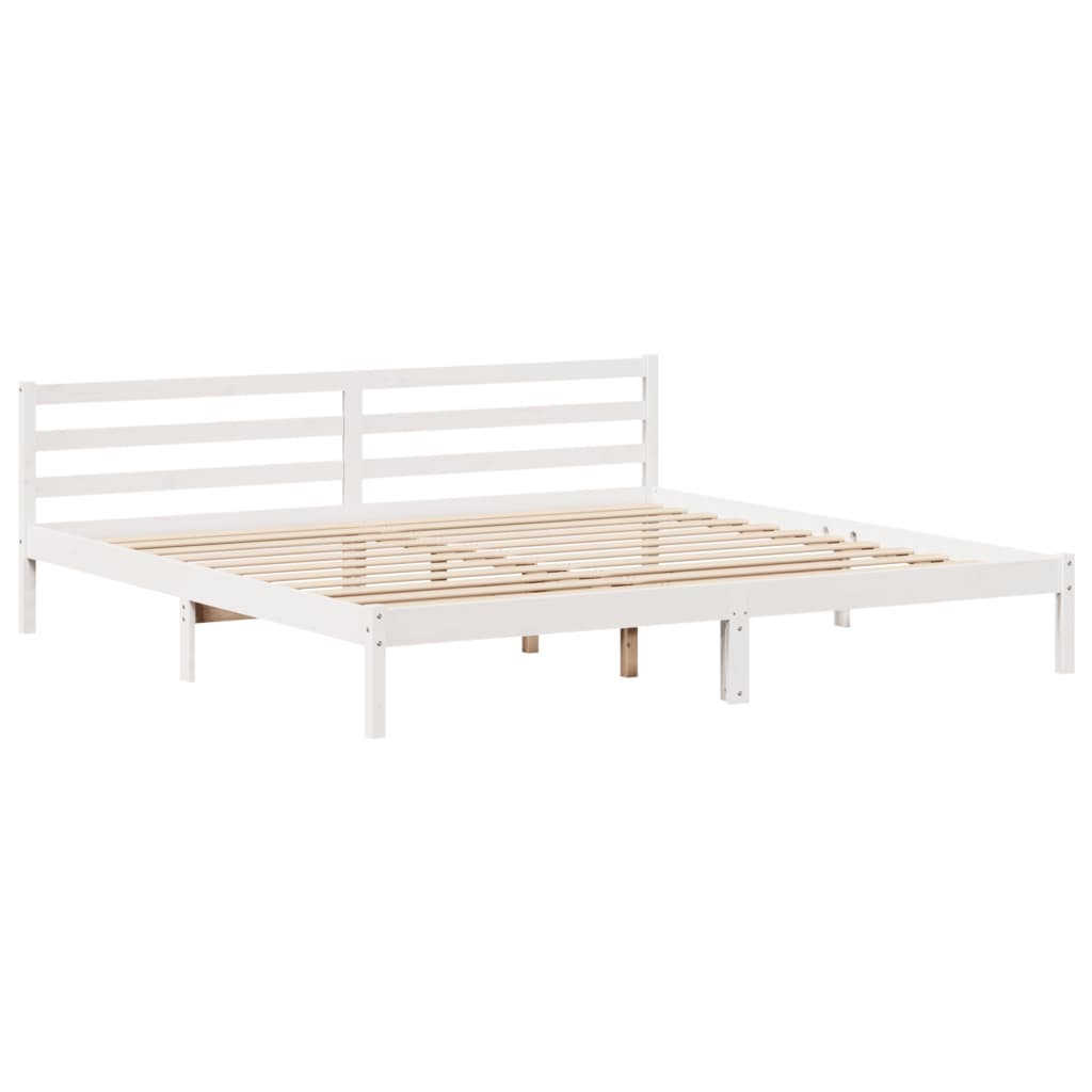 Bookcase Bed without Mattress White 180x200 cm Super King Solid Wood Pine