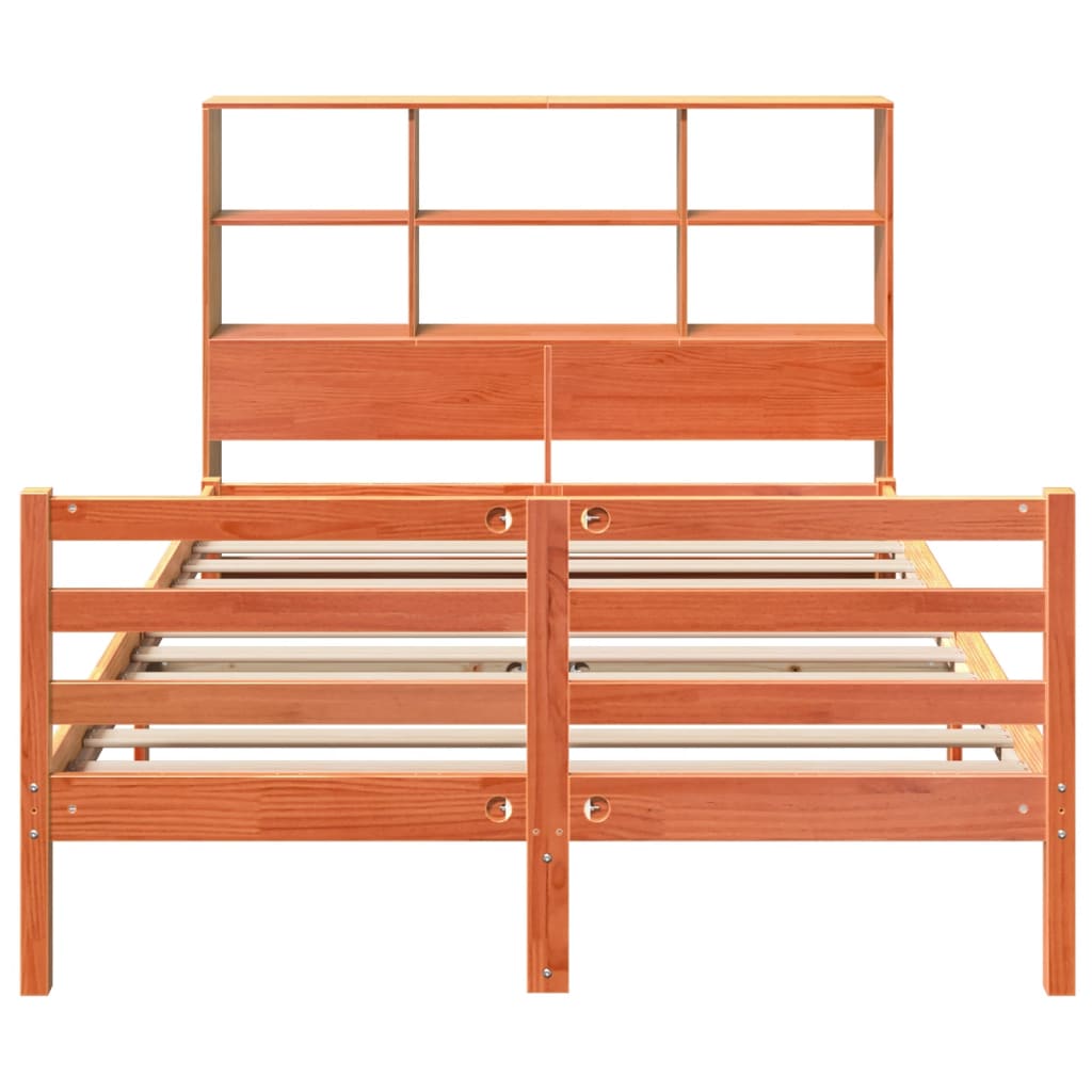 Bookcase Bed without Mattress Wax Brown 140x190 cm Solid Wood