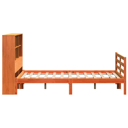 Bookcase Bed without Mattress Wax Brown 140x190 cm Solid Wood