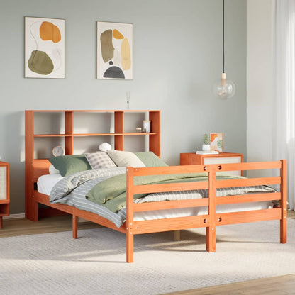Bookcase Bed without Mattress Wax Brown 140x190 cm Solid Wood