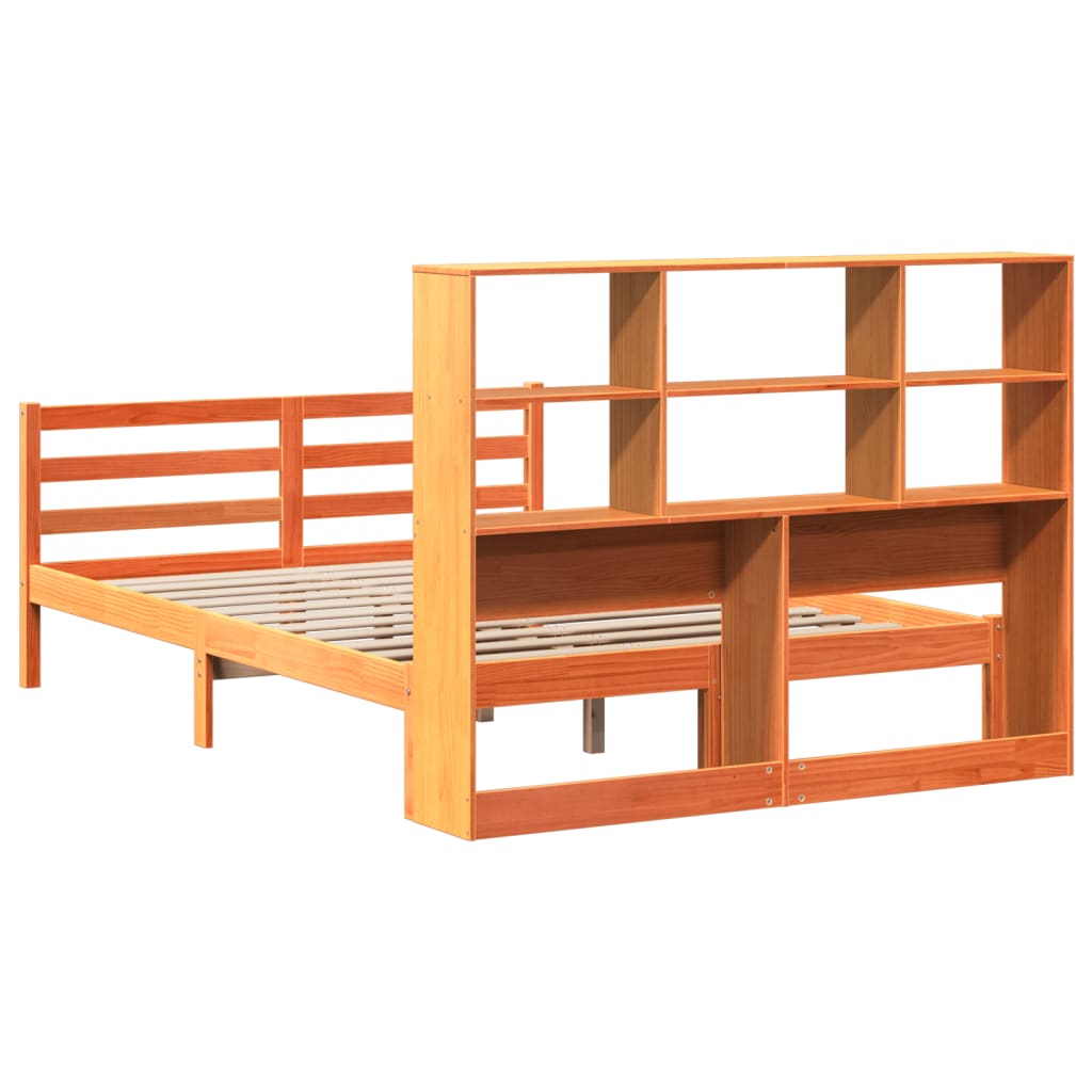 Bookcase Bed without Mattress Wax Brown 140x200 cm Solid Wood