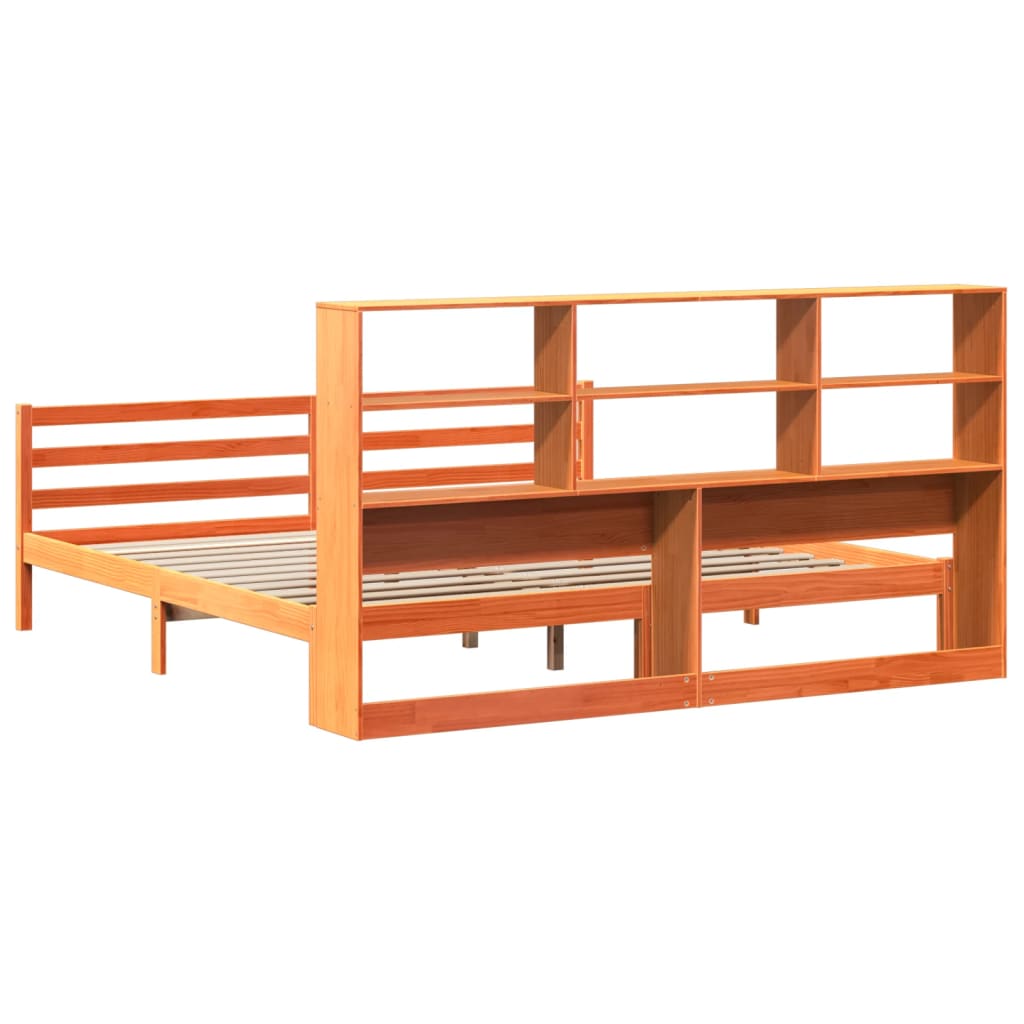Bookcase Bed without Mattress Wax Brown 180x200 cm Super King Solid Wood
