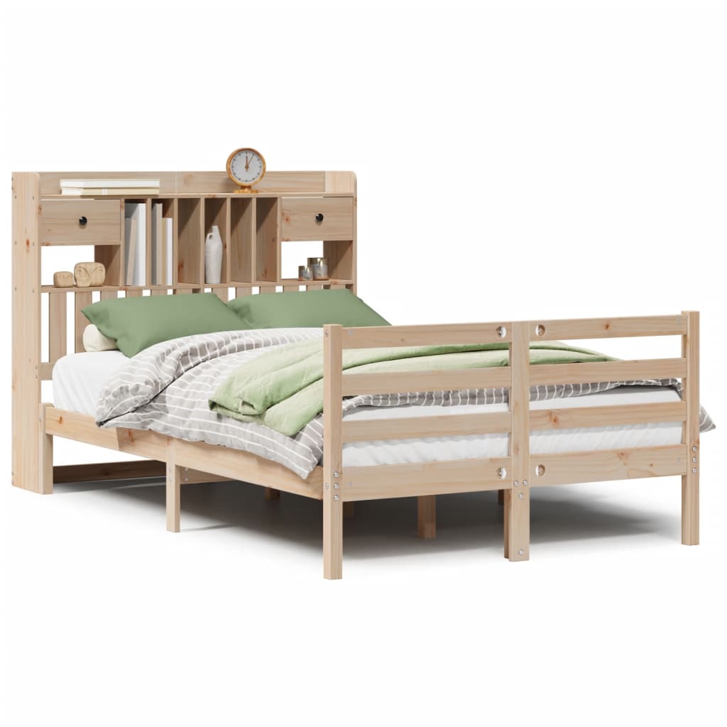 Bookcase Bed without Mattress 135x190 cm Doouble Solid Wood Pine