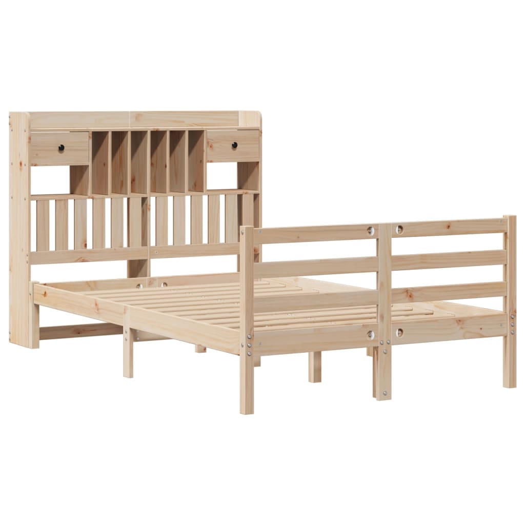 Bookcase Bed without Mattress 135x190 cm Doouble Solid Wood Pine
