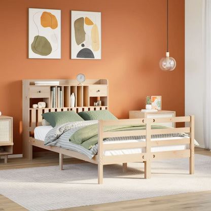 Bookcase Bed without Mattress 135x190 cm Doouble Solid Wood Pine