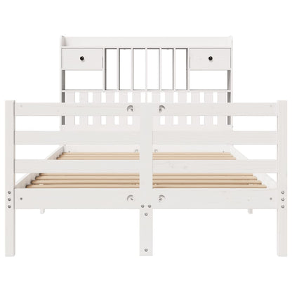 Bookcase Bed without Mattress White 135x190 cm Doouble Solid Wood Pine