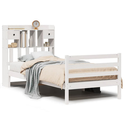 Bookcase Bed without Mattress White 90x200 cm Solid Wood Pine