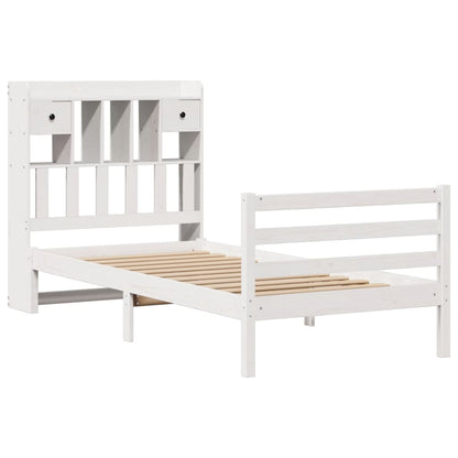 Bookcase Bed without Mattress White 90x200 cm Solid Wood Pine